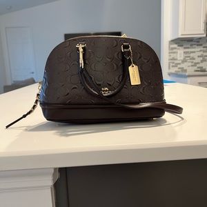 Coach Sierra Embossed Oxblood Patent Leather Satchel